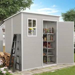 Spacious 6×6 FT Resin Outdoor Storage Shed with Floor