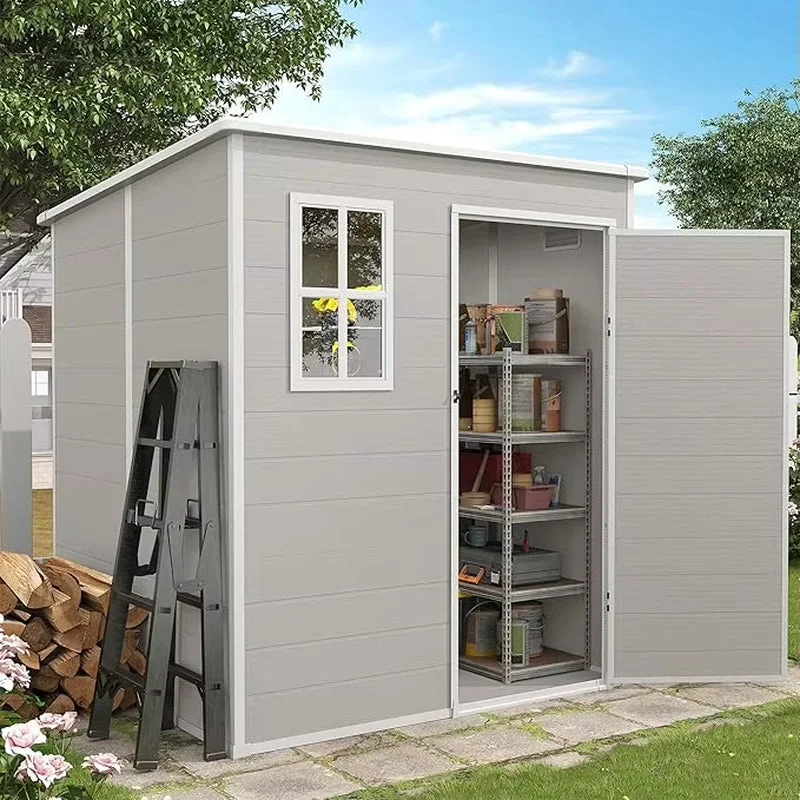 Spacious 6×6 FT Resin Outdoor Storage Shed with Floor