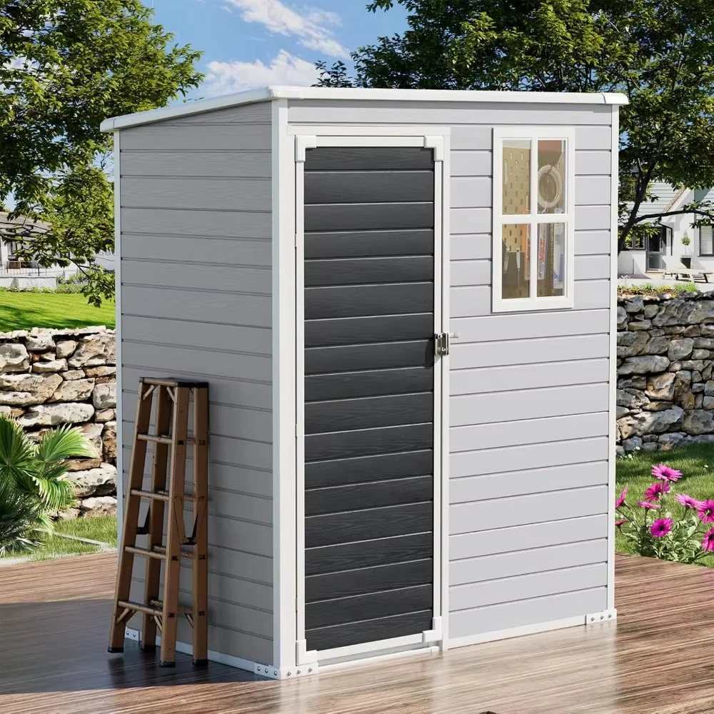 Compact 5×3 FT Waterproof Resin Storage Shed with Floor