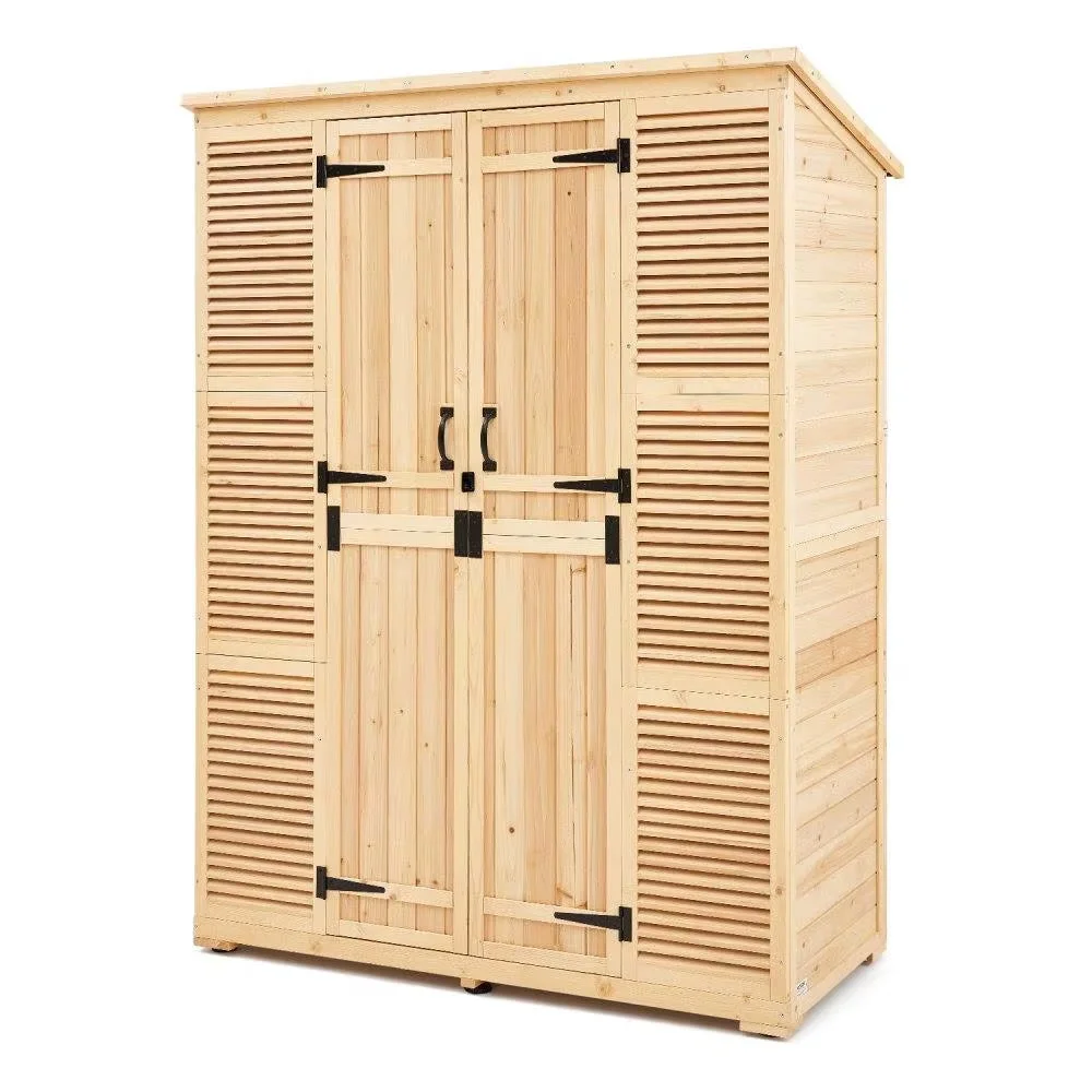 58×78 Inch Waterproof Cedar Wood Outdoor Storage Shed