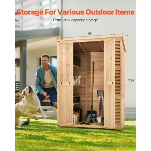 58×78 Inch Waterproof Cedar Wood Outdoor Storage Shed
